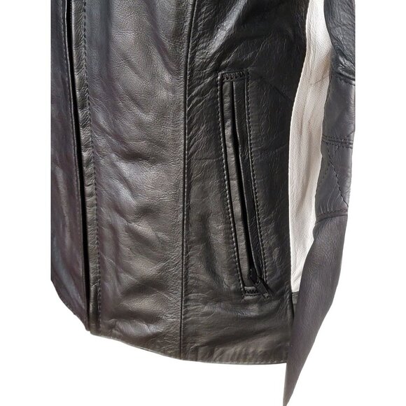 Z1R Nectar Womens LG Black White Leather Motorcycle Jacket Removable Pads Liner - Picture 6 of 14